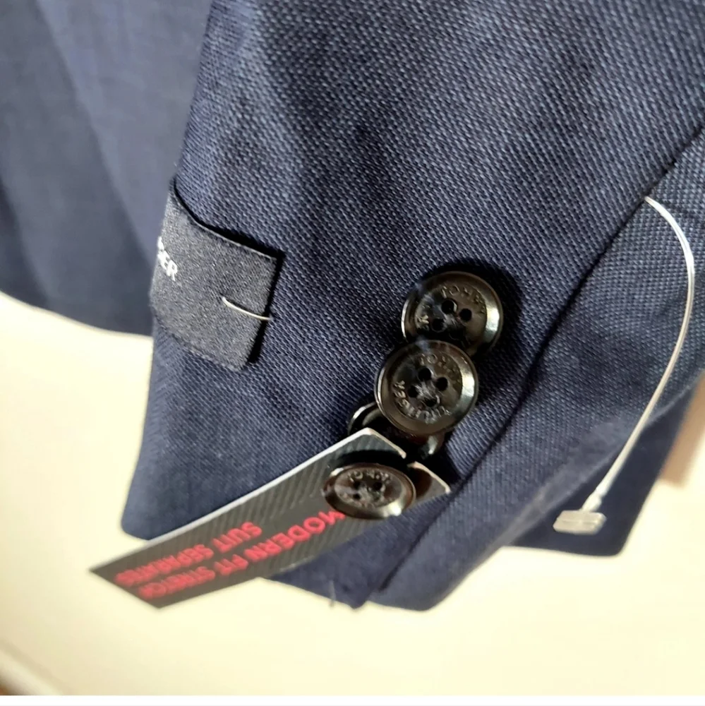 Tommy Hilfiger Men Blazer Size 41 Regular THFLEX Blue Wool Blend 2 Button Jacket